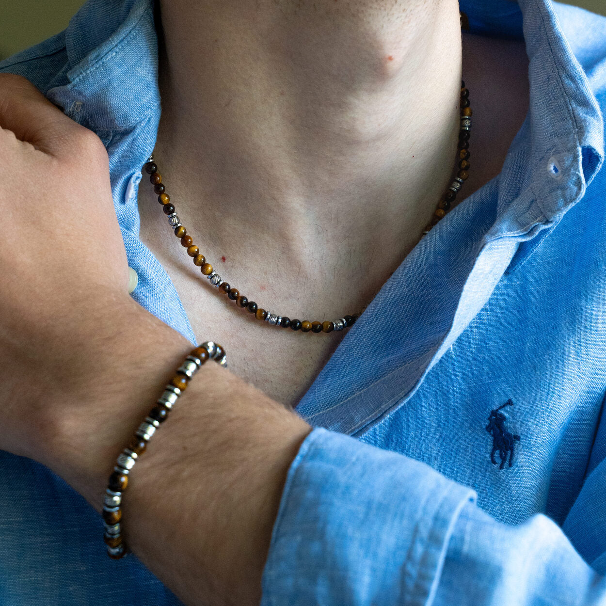 SET bracciale + collana Terra in occhio di tigre | 4-6mm