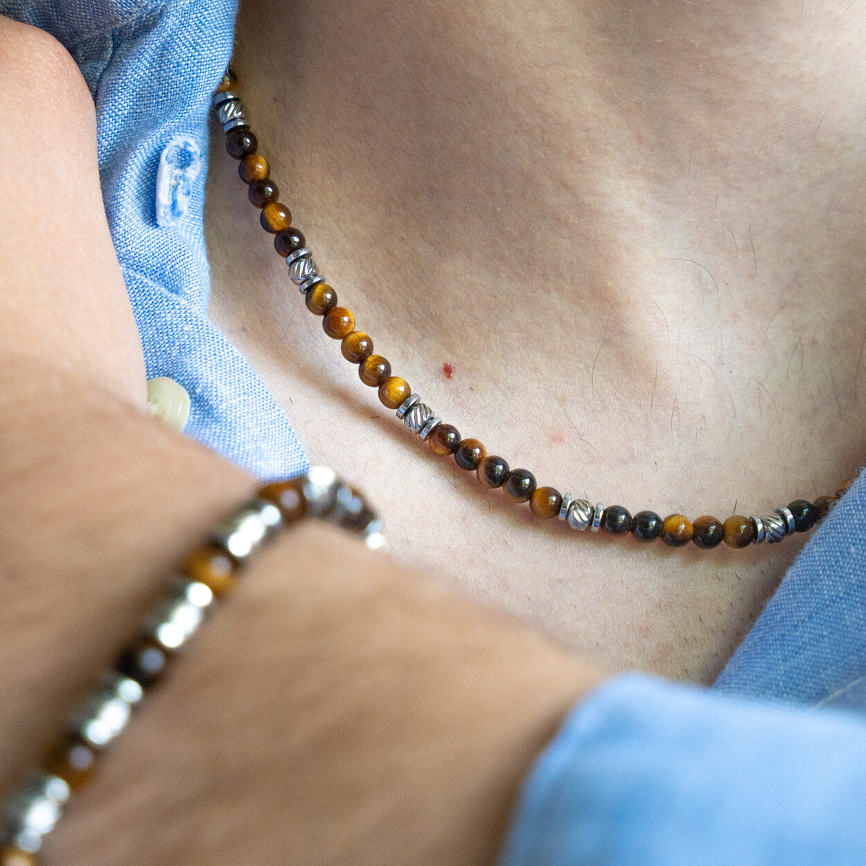 SET bracciale + collana Terra in occhio di tigre | 4-6mm