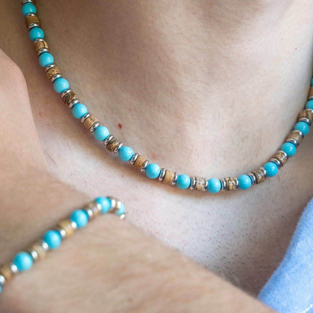 SET bracciale + collana Capri in Aulite e Diaspro | 6mm