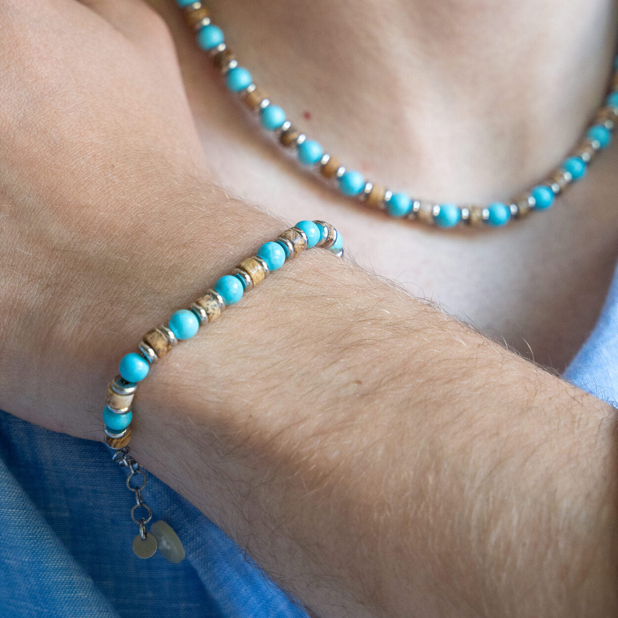 SET bracciale + collana Capri in Aulite e Diaspro | 6mm
