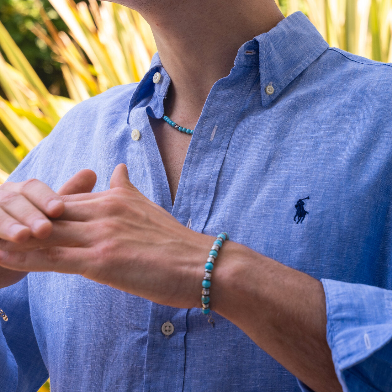 SET bracciale + collana Eterna in Howlite turchese | 4-6mm