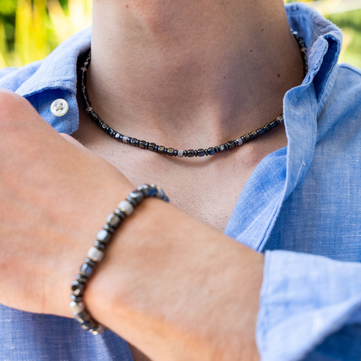 SET bracciale + collana Navàl in Ematite | 4-6mm