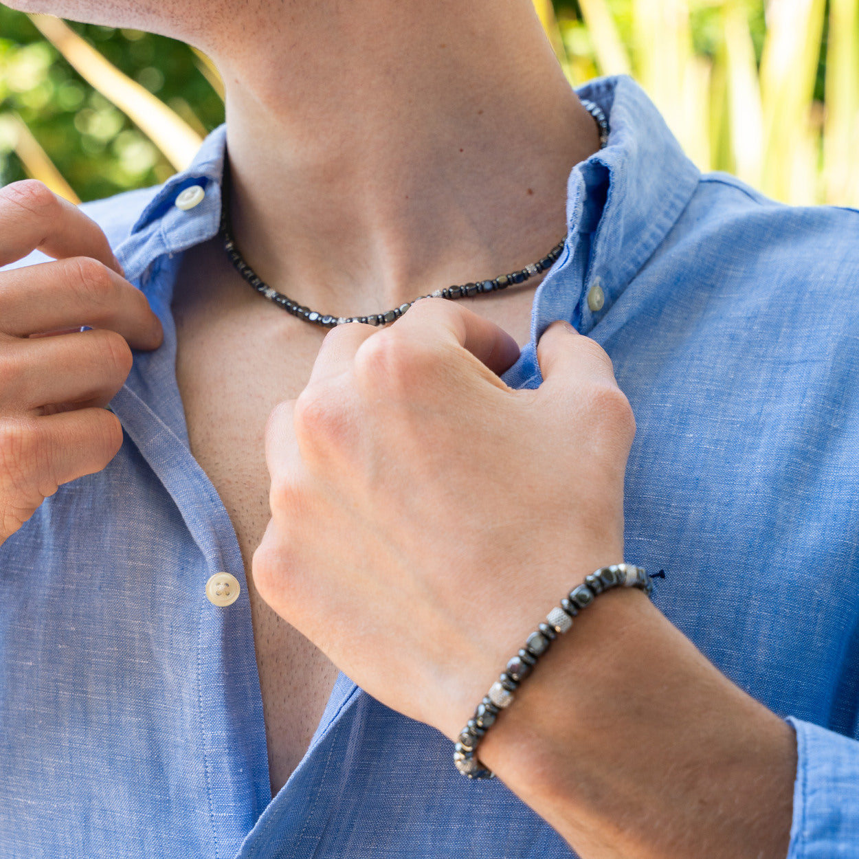 SET bracciale + collana Navàl in Ematite | 4-6mm