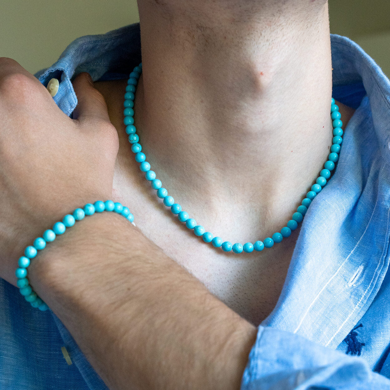 SET bracciale + collana Nila in Howlite Turchese | 6mm