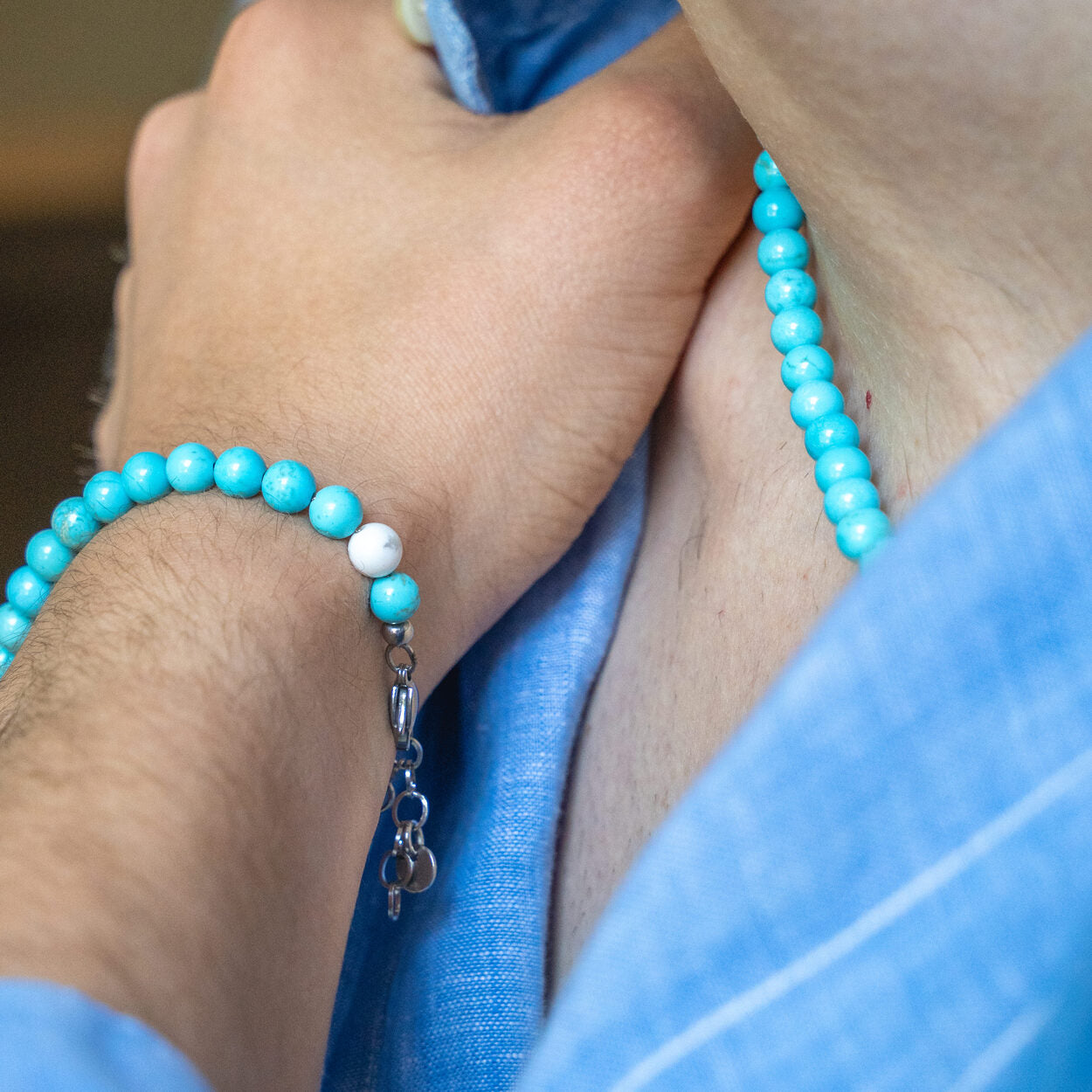 SET bracciale + collana Nila in Howlite Turchese | 6mm