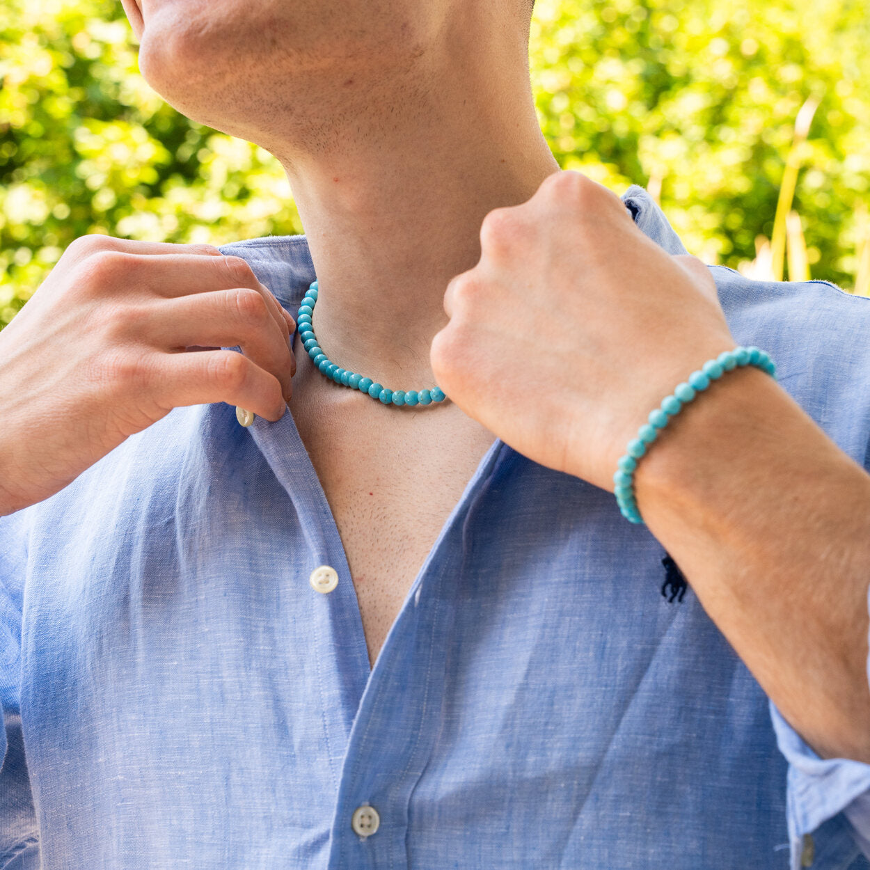 SET bracciale + collana Nila in Howlite Turchese | 6mm
