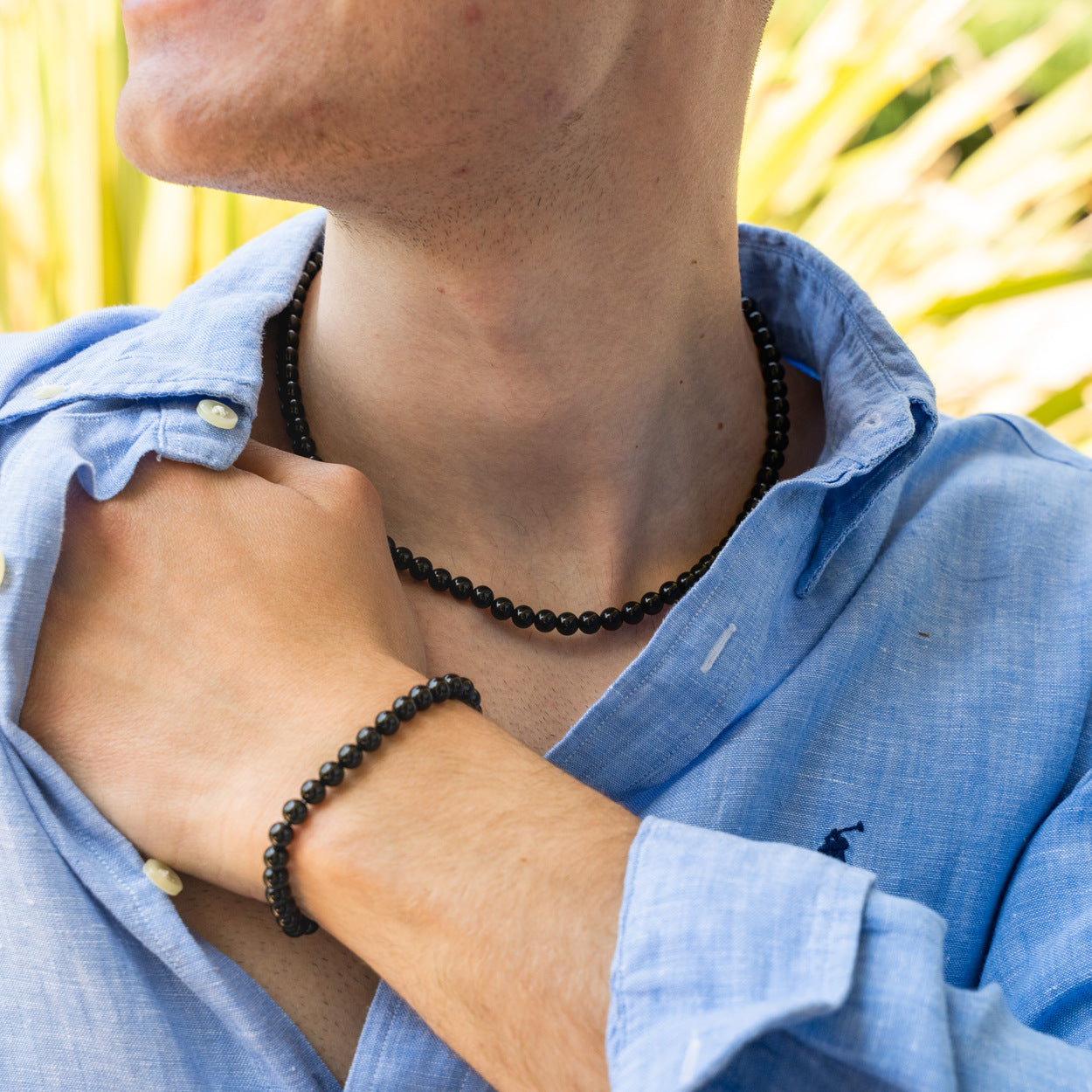 SET bracciale + collana Nobile in Tormalina Nera e Ametista | 6mm