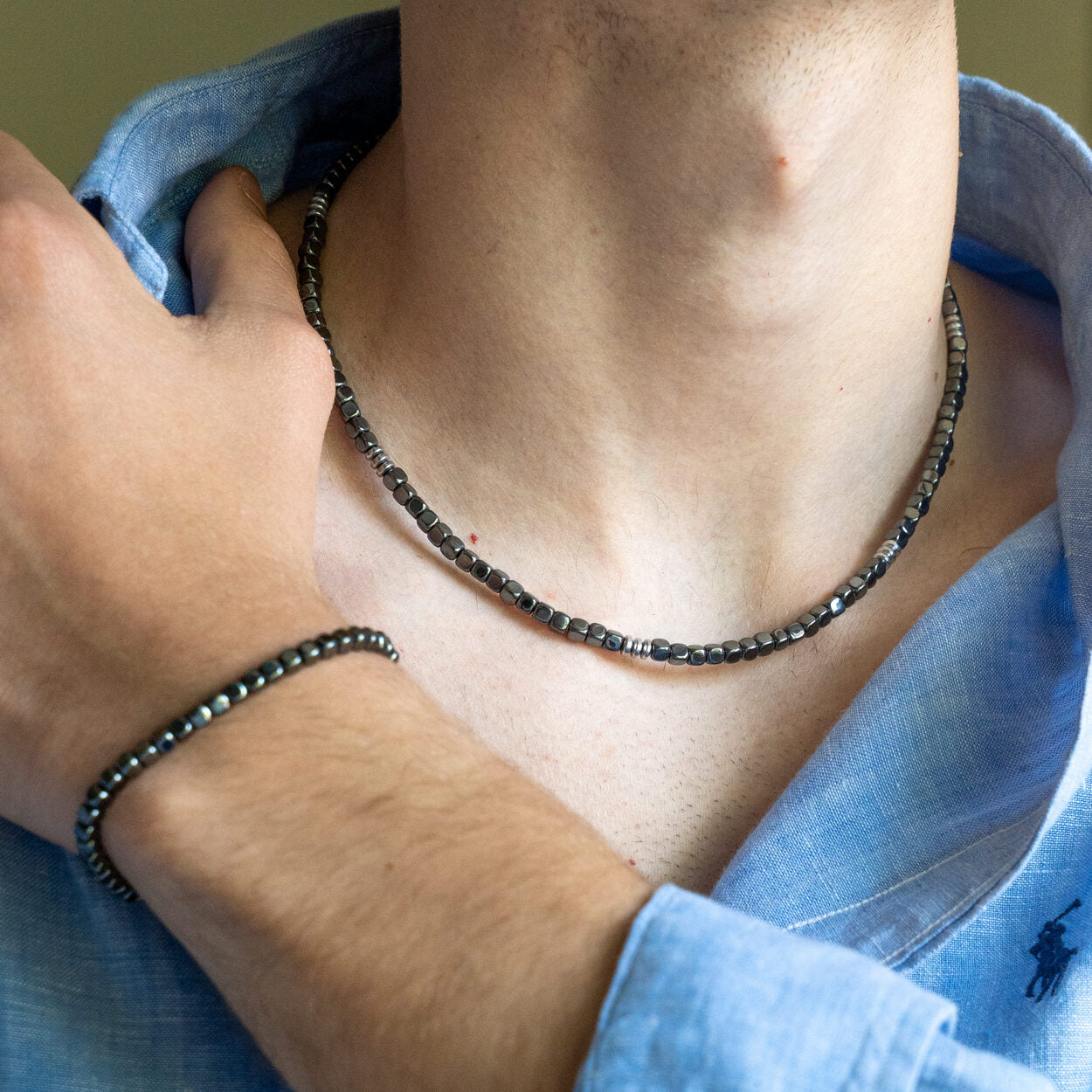 SET bracciale + collana Palazzo in Ematite | 4mm