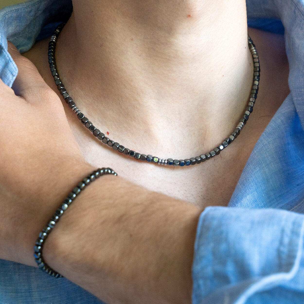 SET bracciale + collana Palazzo in Ematite | 4mm