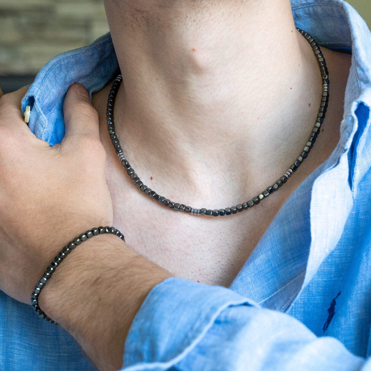 SET bracciale + collana Palazzo in Ematite | 4mm