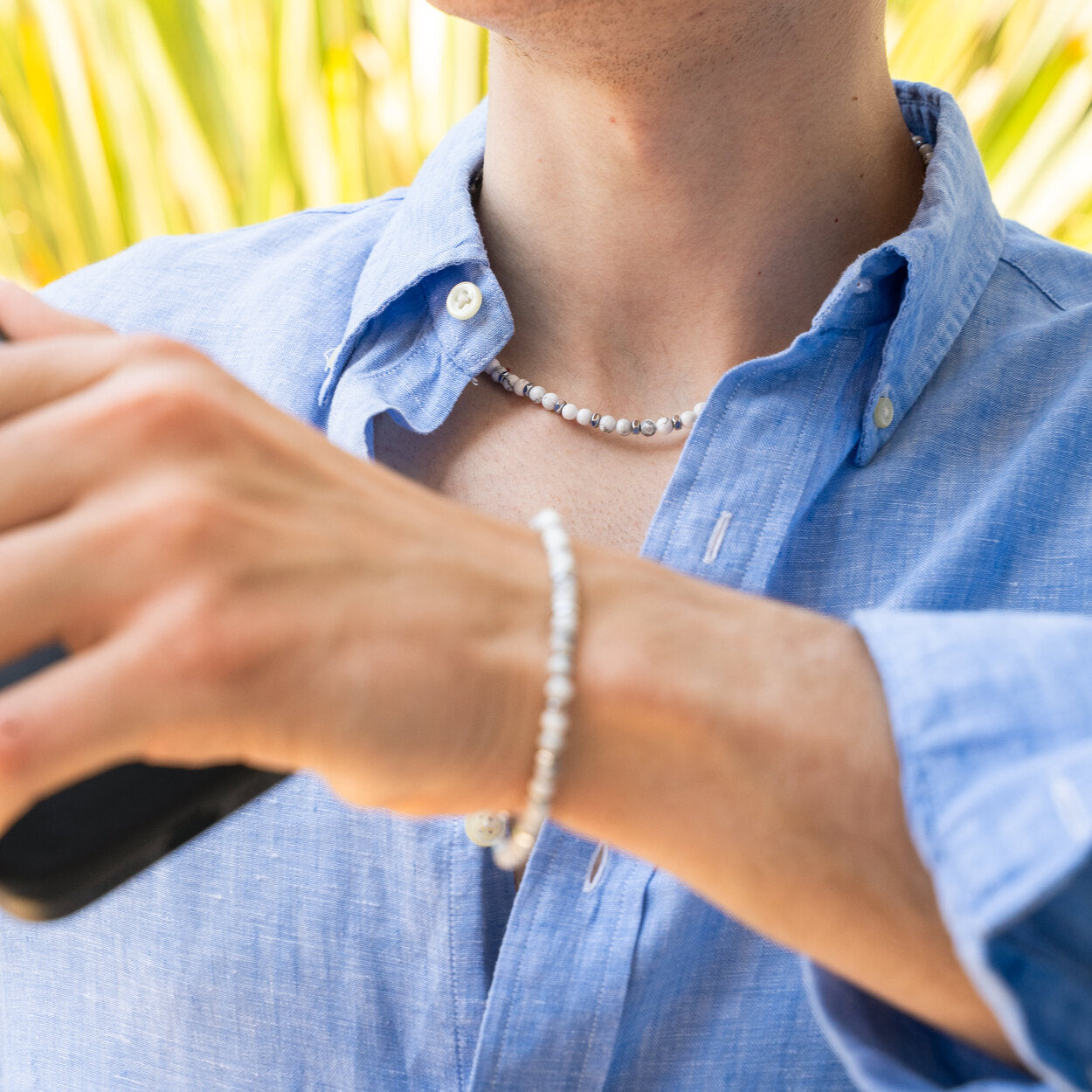 SET bracciale + collana Silenzio in Aulite Bianca | 4mm