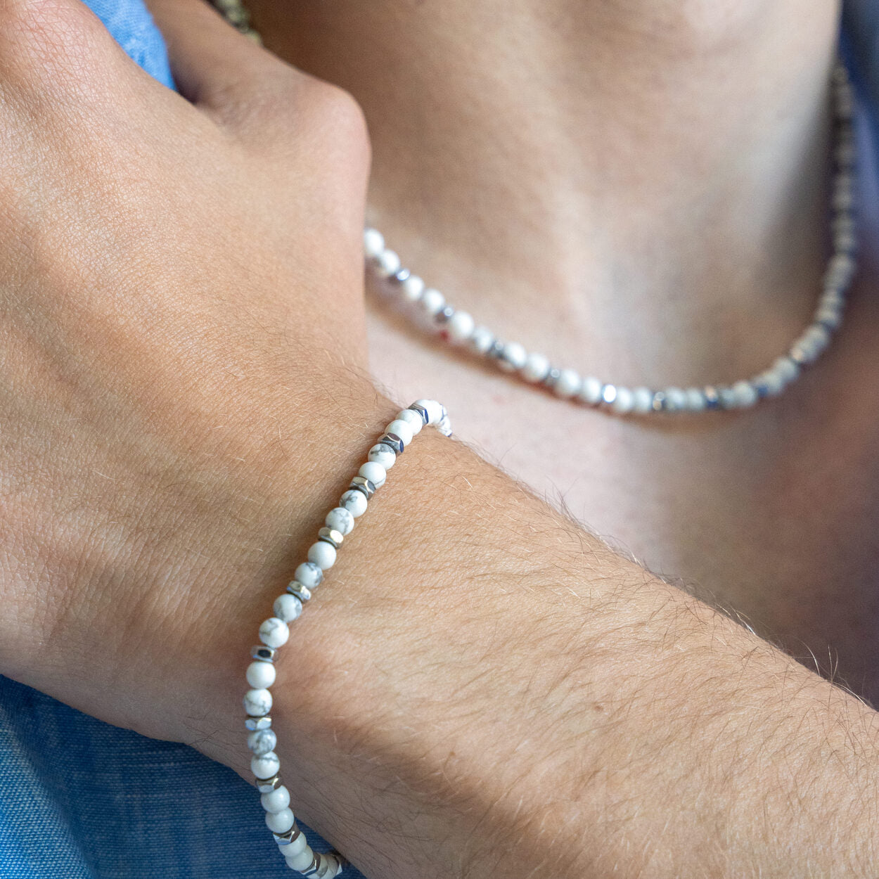SET bracciali + collana Silenzio in Aulite Bianca | 4mm