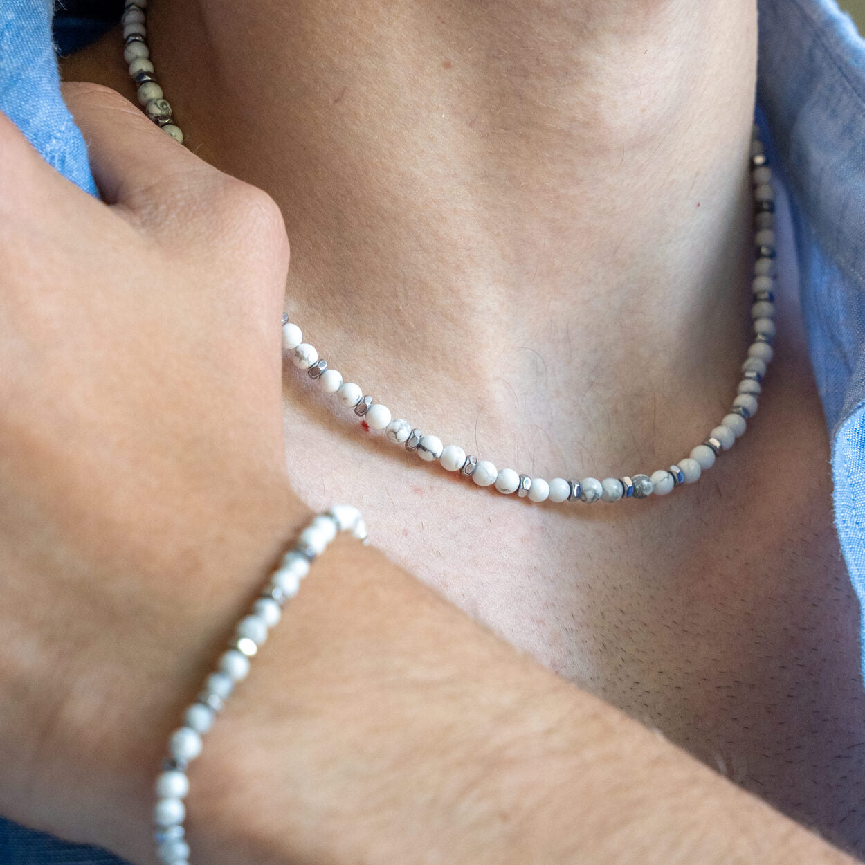SET bracciali + collana Silenzio in Aulite Bianca | 4mm