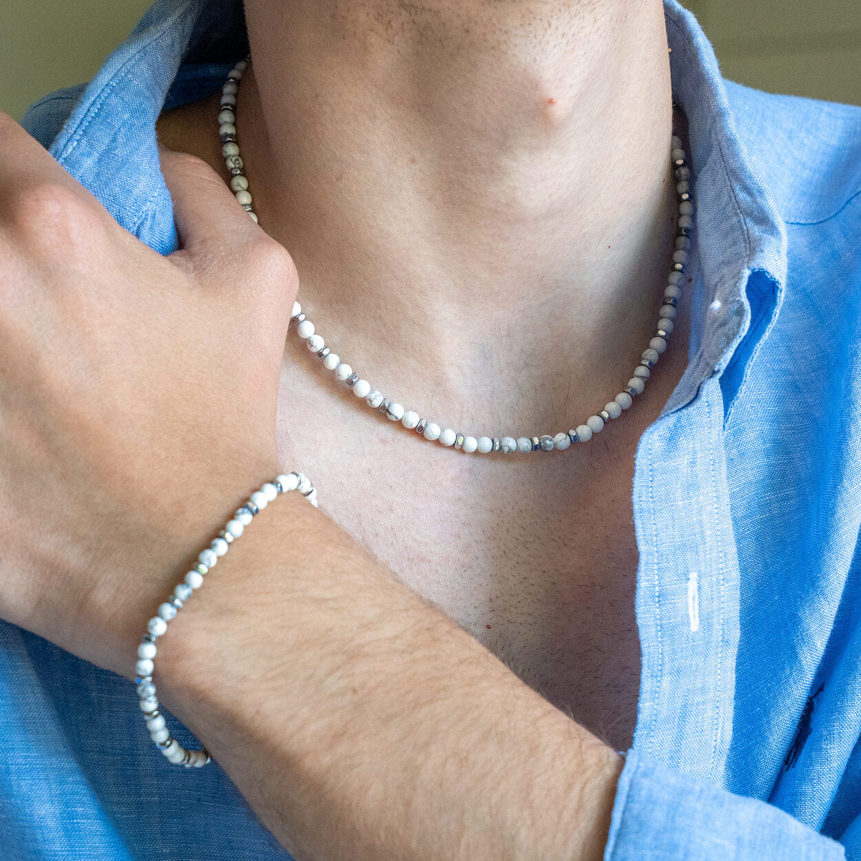 SET bracciali + collana Silenzio in Aulite Bianca | 4mm