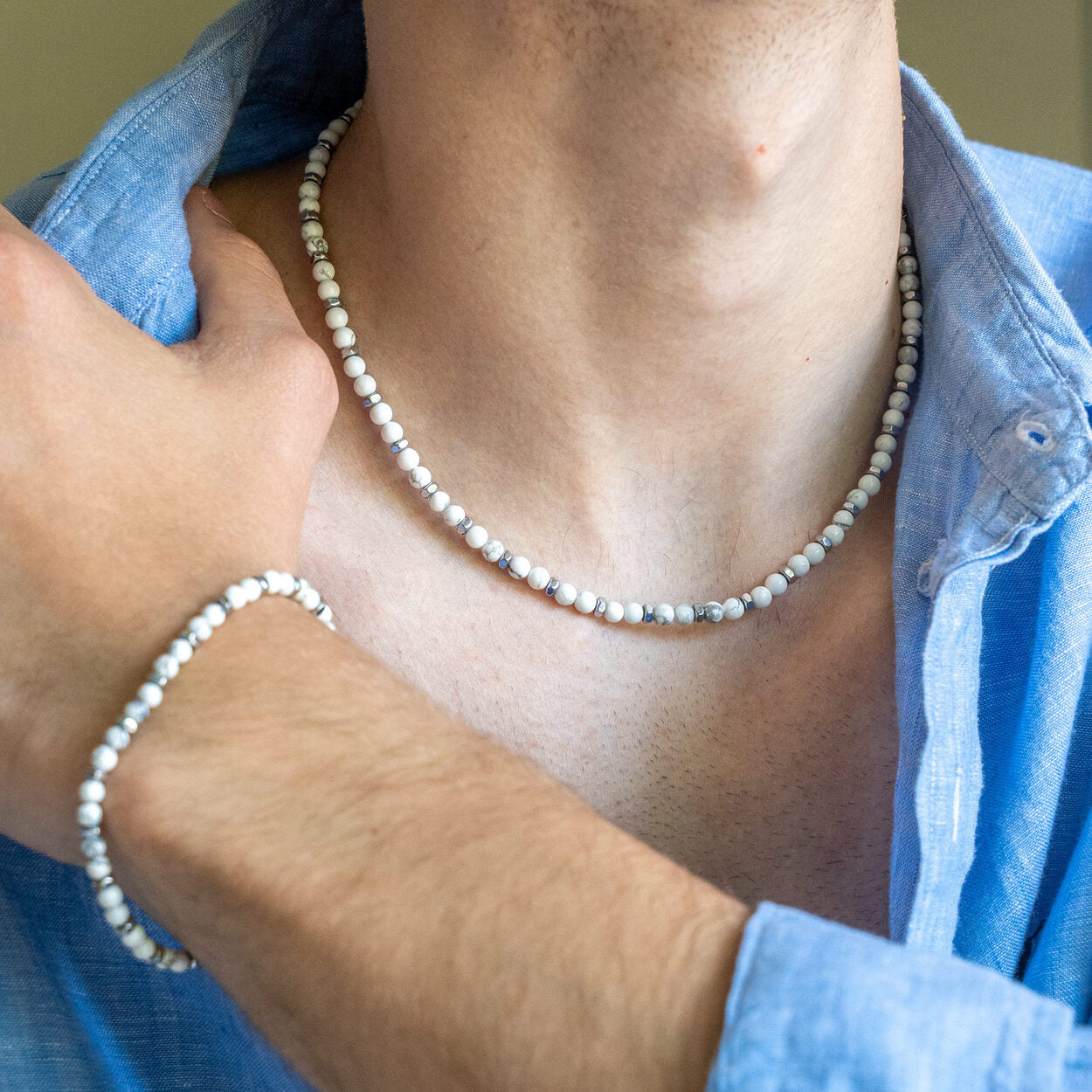 SET bracciali + collana Silenzio in Aulite Bianca | 4mm