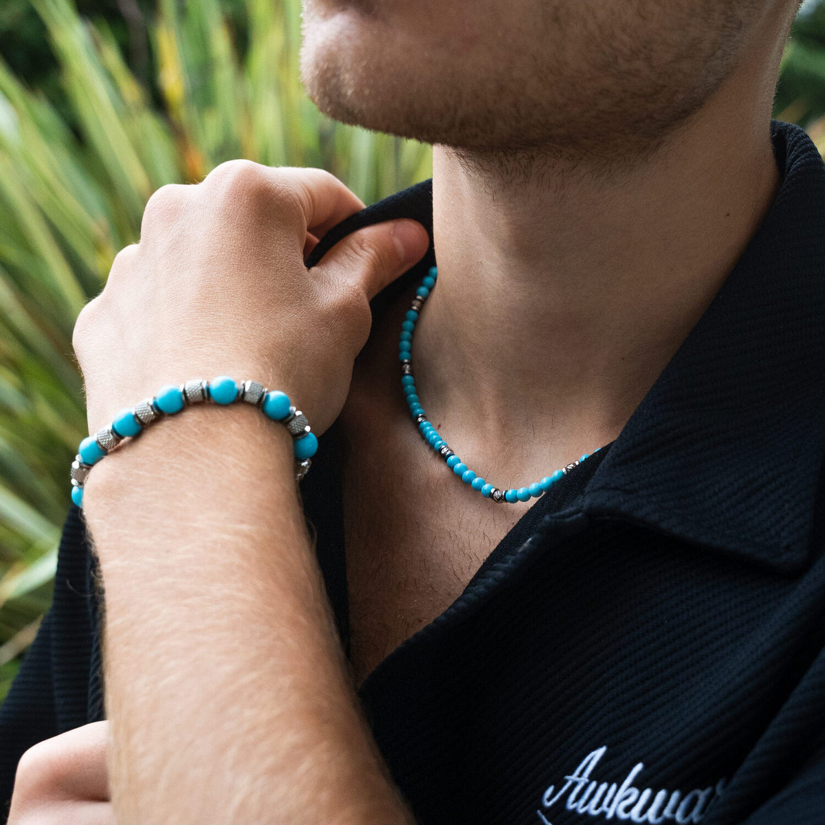 SET bracciale + collana Eterna in Howlite turchese | 4-8mm