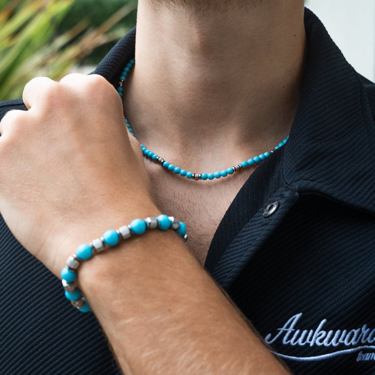 SET bracciale + collana Eterna in Howlite turchese | 4-8mm