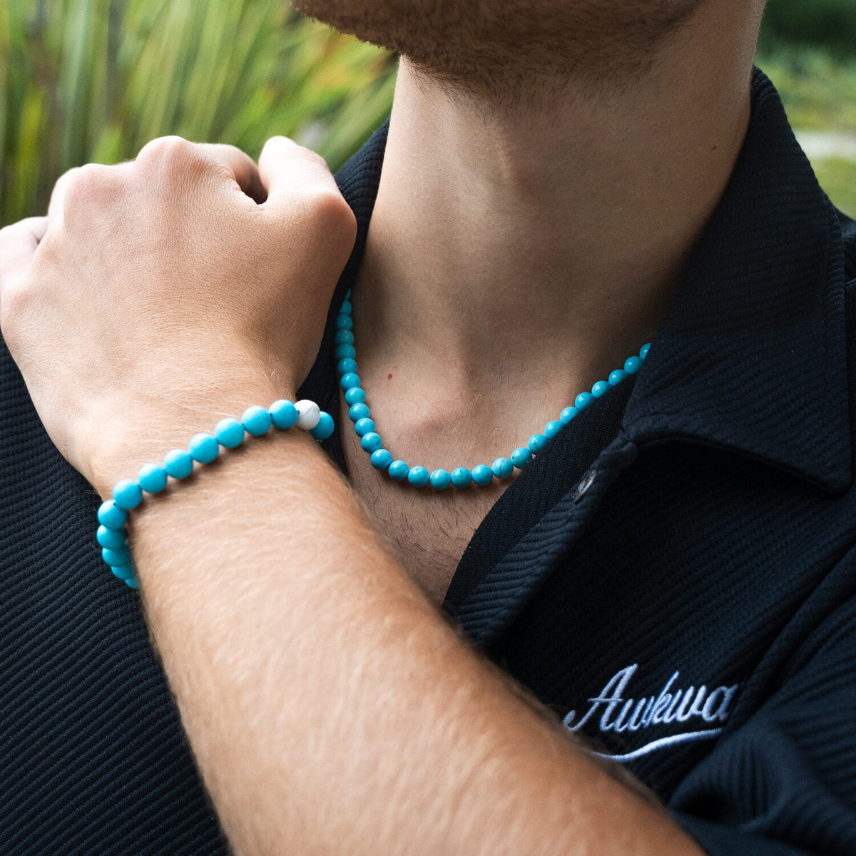 SET bracciale + collana Nila in Howlite Turchese | 8mm