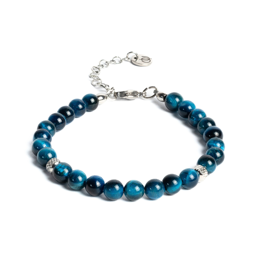 Bracciale Doge in occhio di tigre Blu zaffiro | 6mm